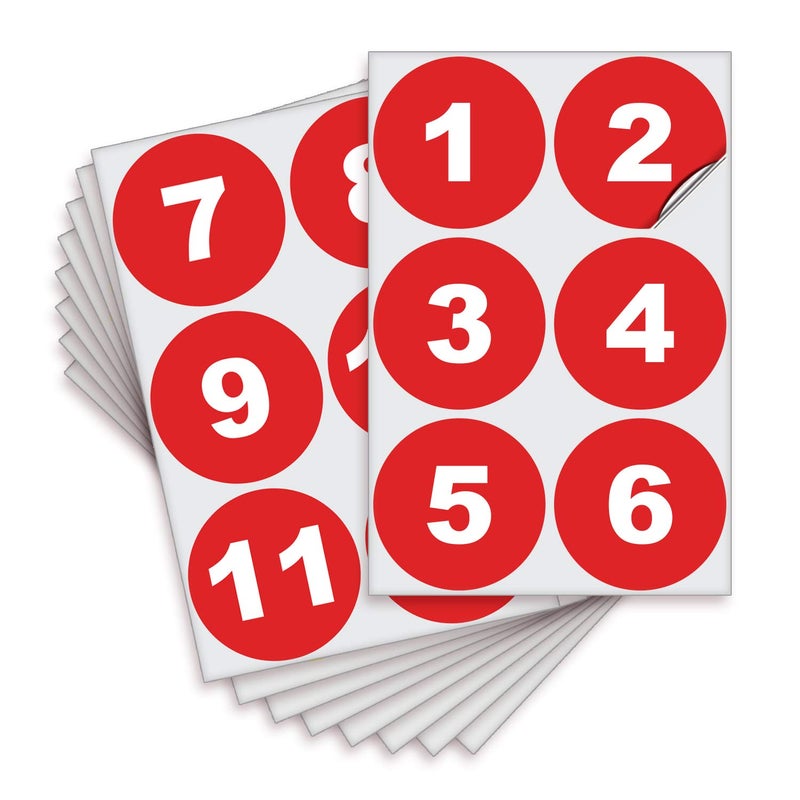 iSYFIX Red Consecutive Number Stickers â€“ 1 to 50, 4-inch, 1 Set â€“ Vinyl Self Adhesive Premium Decal. Ideal for Inventory, Storage, Organizing, Boxes, Bins, Toolbox, Lockers & More, Indoor/Outdoor - Image 1